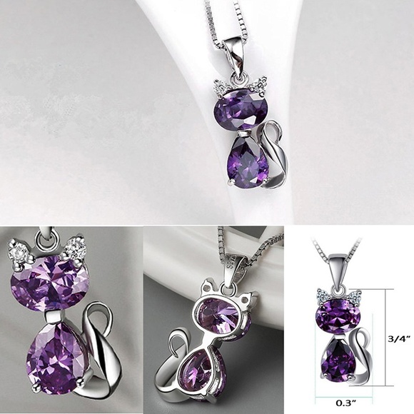 ❤️4 for $20 Sale❤️Cute  Purple cat Necklace - Picture 2 of 4